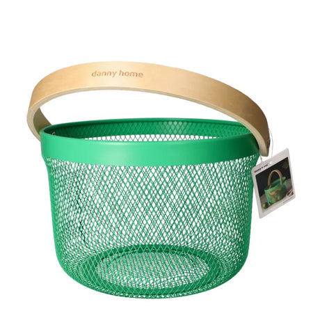 Danny Home Round Metal Mesh Steel Basket 26cm Green at Zubaidas Homestore Pakistan