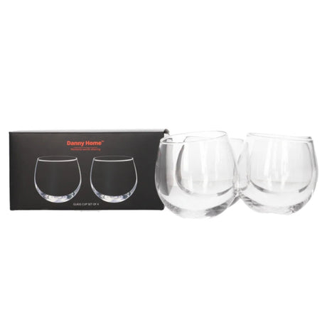 Danny Home Round Rocking Whisky Glass 4 Pieces Set 380ml at Zubaidas Homestore 