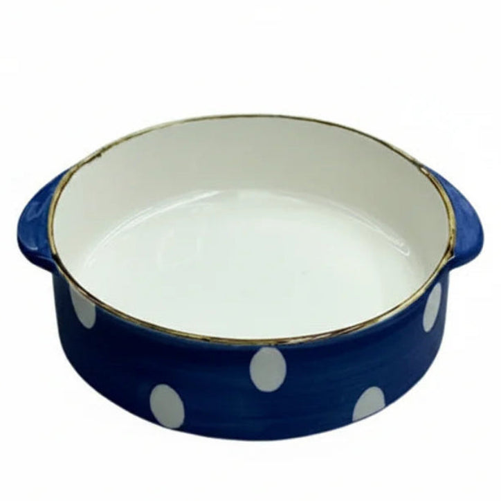 Danny Home Round White Doted Baking Dish 34cm at Zubaidas Homestore Pakistan