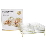 Danny Home Serving Glass Bowl With Golden Stand 5 Piece Set at Zubaidas Homestore 