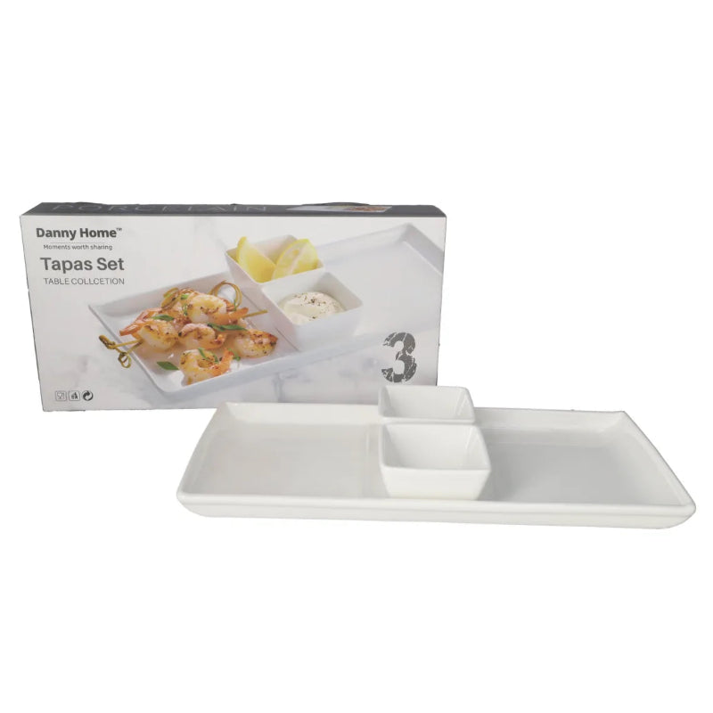 Danny Home Serving Platter and Dipping Bowl 3 Pieces Set at Zubaidas Homestore 