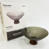 Danny Home Smoky Glass Pedestal Deep Fruit Bowl 26cm at Zubaidas Homestore 