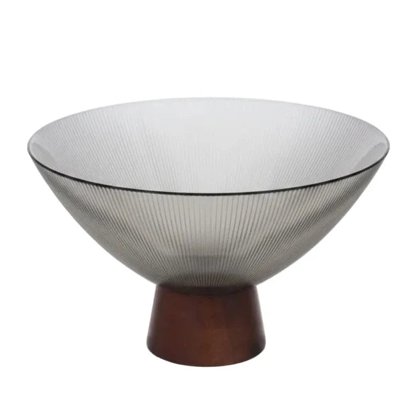 Danny Home Smoky Glass Pedestal Deep Fruit Bowl 26cm at Zubaidas Homestore Pakistan