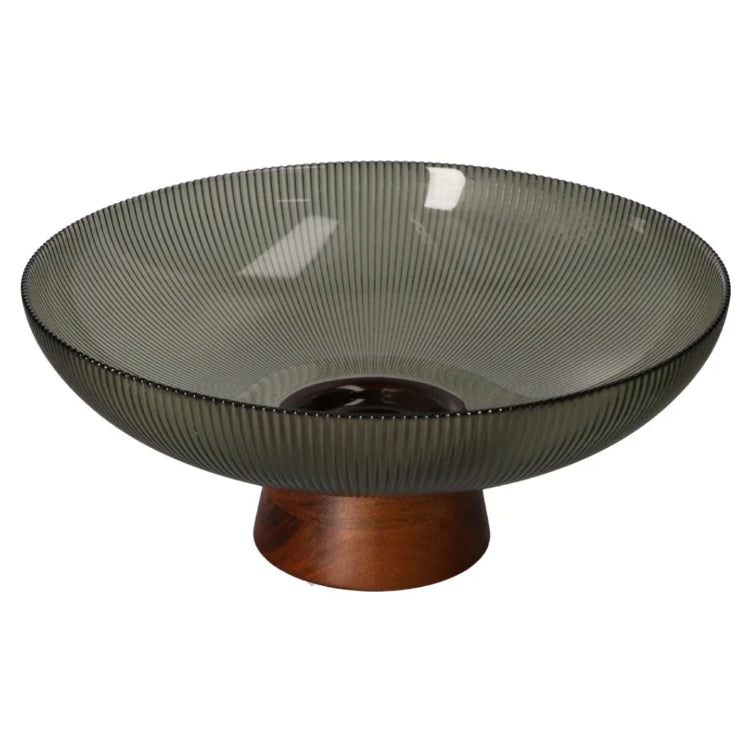 Danny Home Smoky Glass Pedestal Fruit Bowl 26cm at Zubaidas Homestore Pakistan
