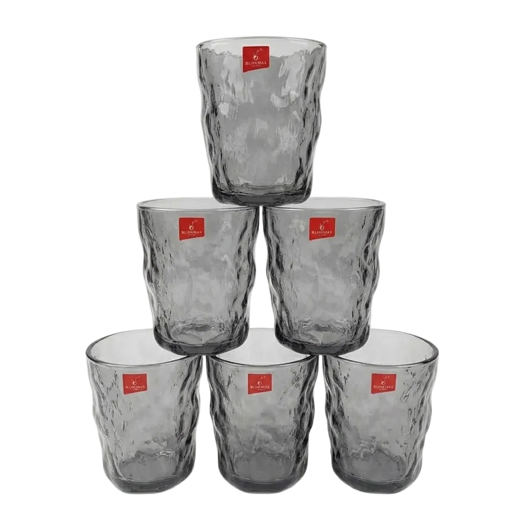 Danny Home Smoky Grey Textured Glass Set 6 pcs at Zubaidas Online Homestore