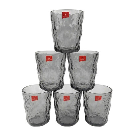 Danny Home Smoky Grey Textured Glass Set 6 pcs at Zubaidas Online Homestore