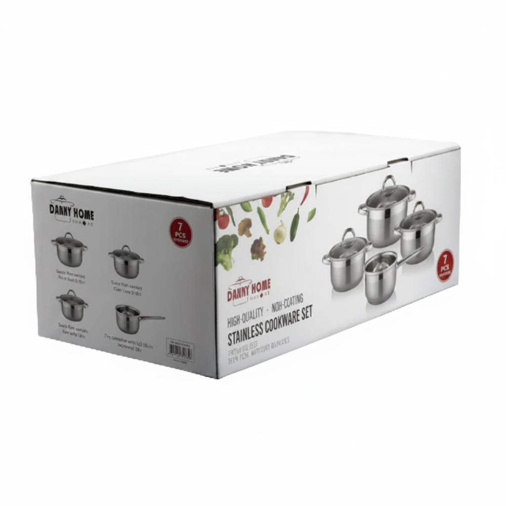Danny Home Stainless Steel Cookware 7 Pieces Set at Zubaidas Homestore