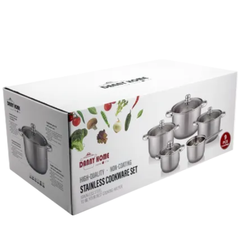 Danny Home Stainless Steel Cookware 9 Pieces Set at Zubaidas Homestore