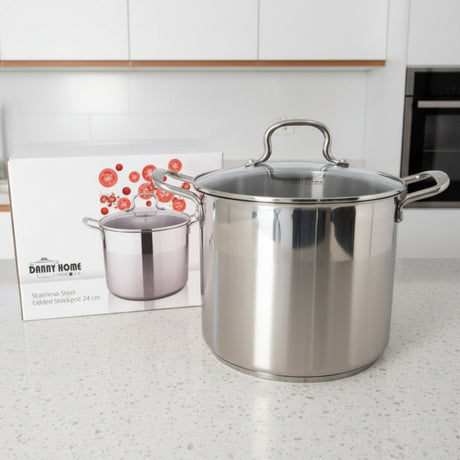 Danny Home Stainless Steel Stockpot With Glass Lid 24cm at Zubaidas Homestore Pakistan