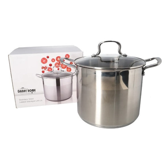 Danny Home Stainless Steel Stockpot With Glass Lid 26cm at Zubaidas Homestore