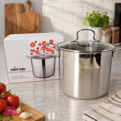 Danny Home Stainless Steel Stockpot With Glass Lid 26cm at Zubaidas Homestore Pakistan