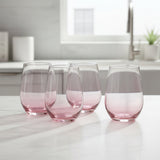 Danny Home Stemless Pink 4 Pieces Glass Set 360ml at Zubaidas Homestore