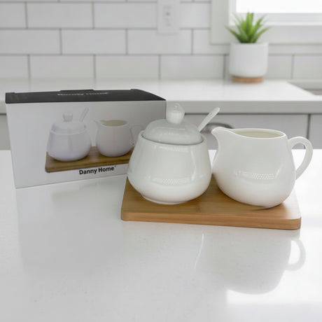 Danny Home White Ceramic Sugar And Creamer Set Zubaidas Homestore 