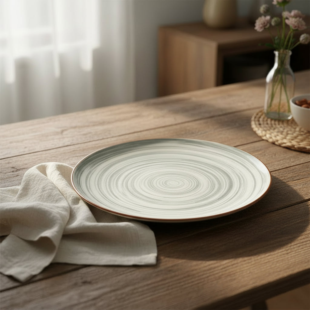 Danny Home Swirl Pattern Ceramic Flat Dinner Plate 19cm at Zubaidas Homestore