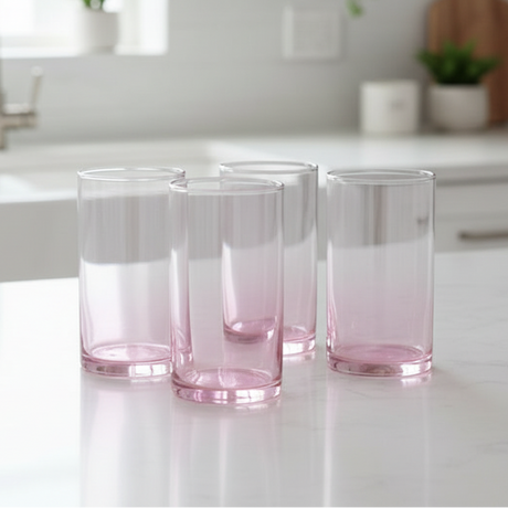 Danny Home Tall Pink 4 Pieces Glass Set 390ml at Zubaidas Homestore