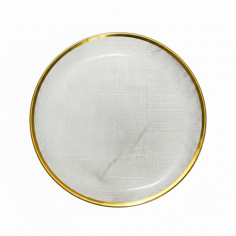 Danny Home Textured Glass Dessert Plate With Gold Rim 26cm at Zubaidas Homestore Pakistan
