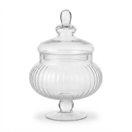 Danny Home Transparent Ribbed Decorative Glass Jar at Zubaidas Homestore Pakistan