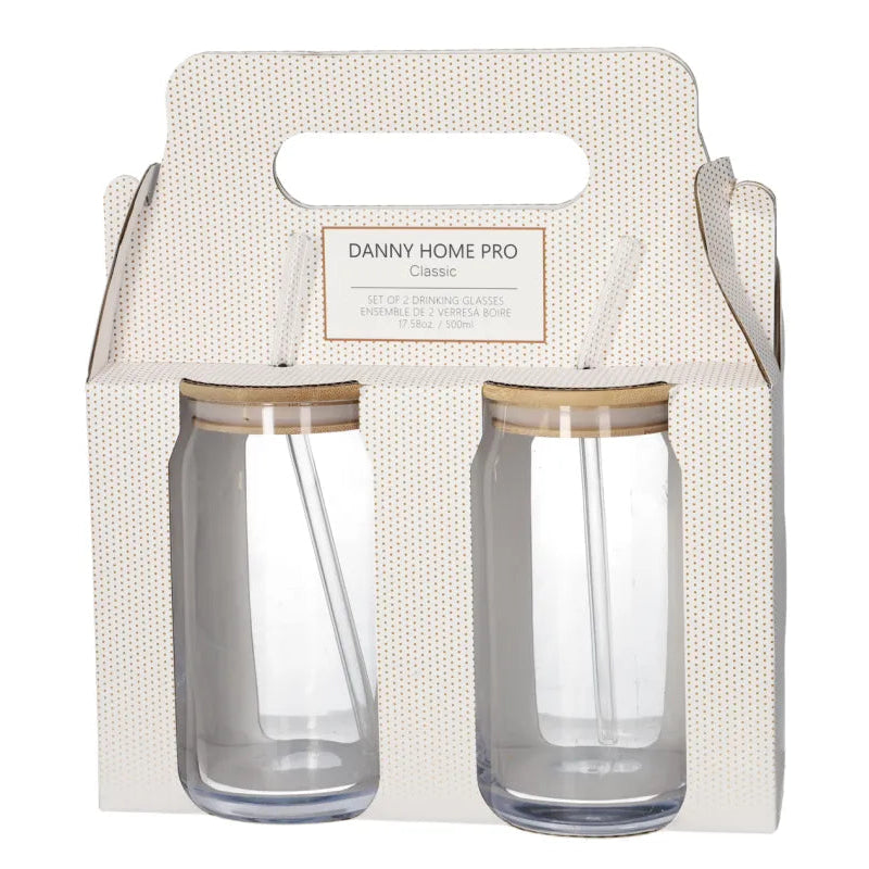 Danny Home Tumbler Glass 2 Pieces Set with Straw 500ml at Zubaidas Homestore