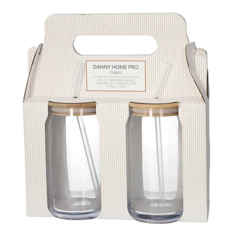Danny Home Tumbler Glass 2 Pieces Set with Straw 500ml at Zubaidas Homestore