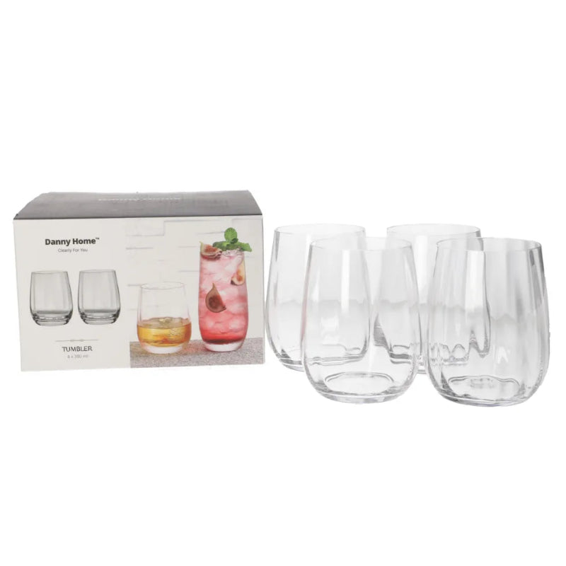 Danny Home Whisky Tumbler Glass 4 Pieces Set 390ml at Zubaidas Homestore 