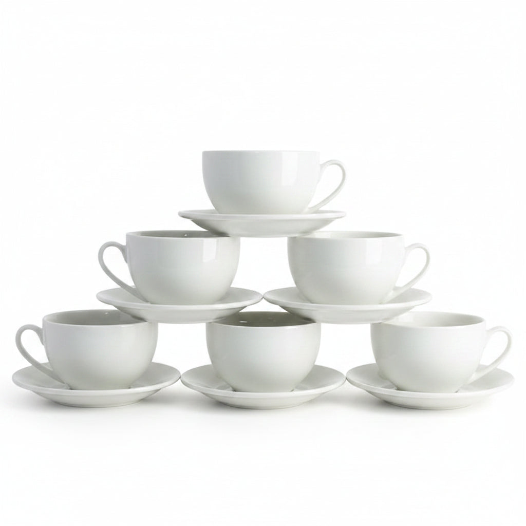 Danny Home White Ceramic Cups and Saucers 6 Pieces Set at Zubaidas Homestore Pakistan