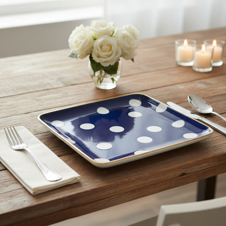 Danny Home White Dot Design Blue Dinner Plate 25.4cm at Zubaidas Homestore