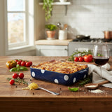 Danny Home White Dot Design Blue Rectangular Baking Dish at Zubaidas Homestore Pakistan