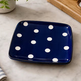 Danny Home White Dot Design Blue Square Dinner Plate at Zubaidas Homestore 
