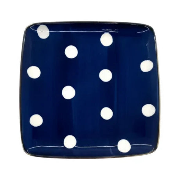 Danny Home White Dot Design Blue Square Dinner Plate at Zubaidas Homestore Pakistan