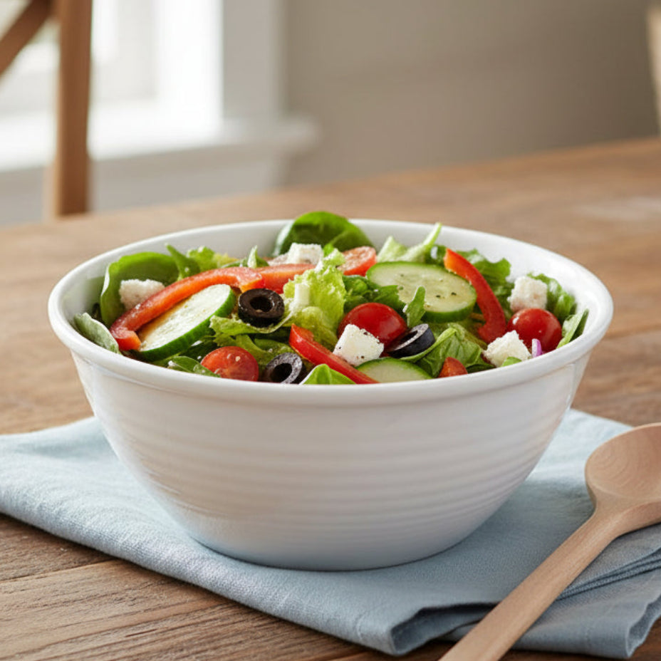 Danny Home White Ceramic Ribbed Bowl 18.3cm at Zubaidas Homestore Pakistan