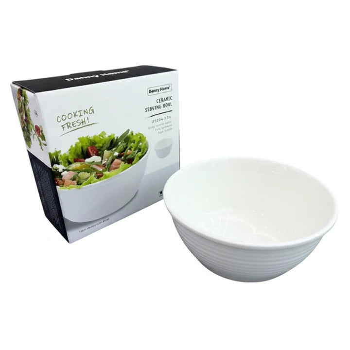 Danny Home White Ceramic Ribbed Bowl 18.3cm at Zubaidas Homestore. Best Online Homestore in Pakistan 