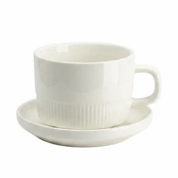 Danny Home White Ribbed Cup and Saucer 6 Pieces Set at Zubaidas Homestore