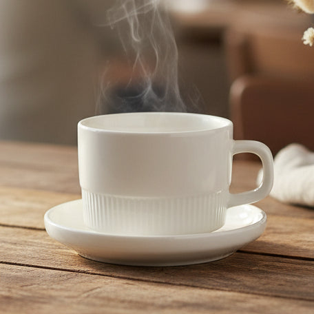 Danny Home White Ribbed Cup and Saucer 6 Pieces Set at Zubaidas Homestore - House of the Largest Collection of Tea Sets in Pakistan