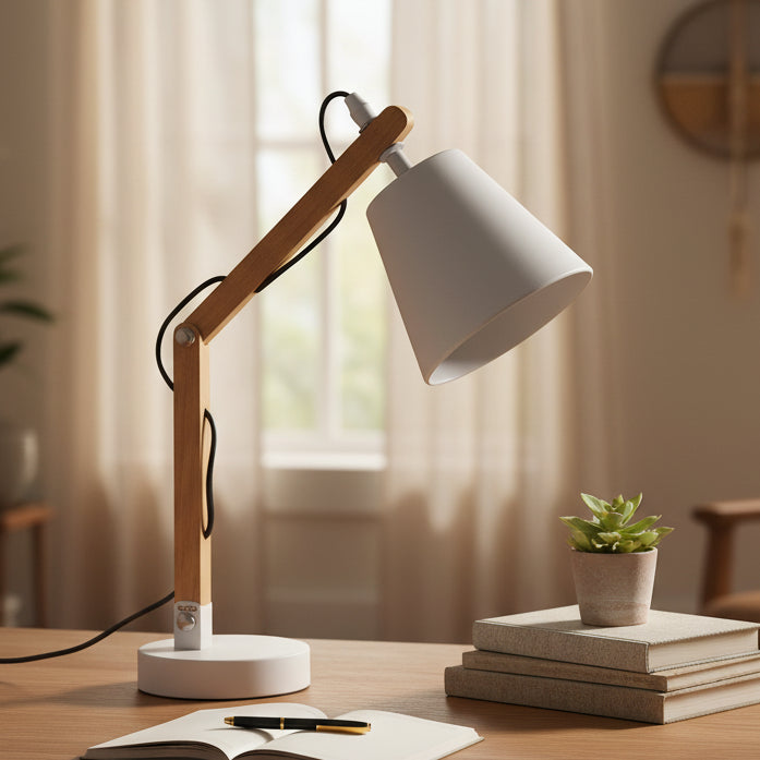 Danny Home Wooden Desktop Lamp 37cm White at Zubaidas Homestore 