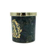 Dark Floral Print Scented Candle in Glass Jar with Golden Lid at Zubaidas Homestore Pakistan