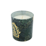 Dark Floral Print Scented Candle in Glass Jar with Golden Lid at Zubaidas Homestore. Most Trusted Homestore in Pakistan