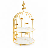 Decorative 2-Tier Birdcage Dessert Stand with Bows Gold at Zubaidas Homestore Pakistan
