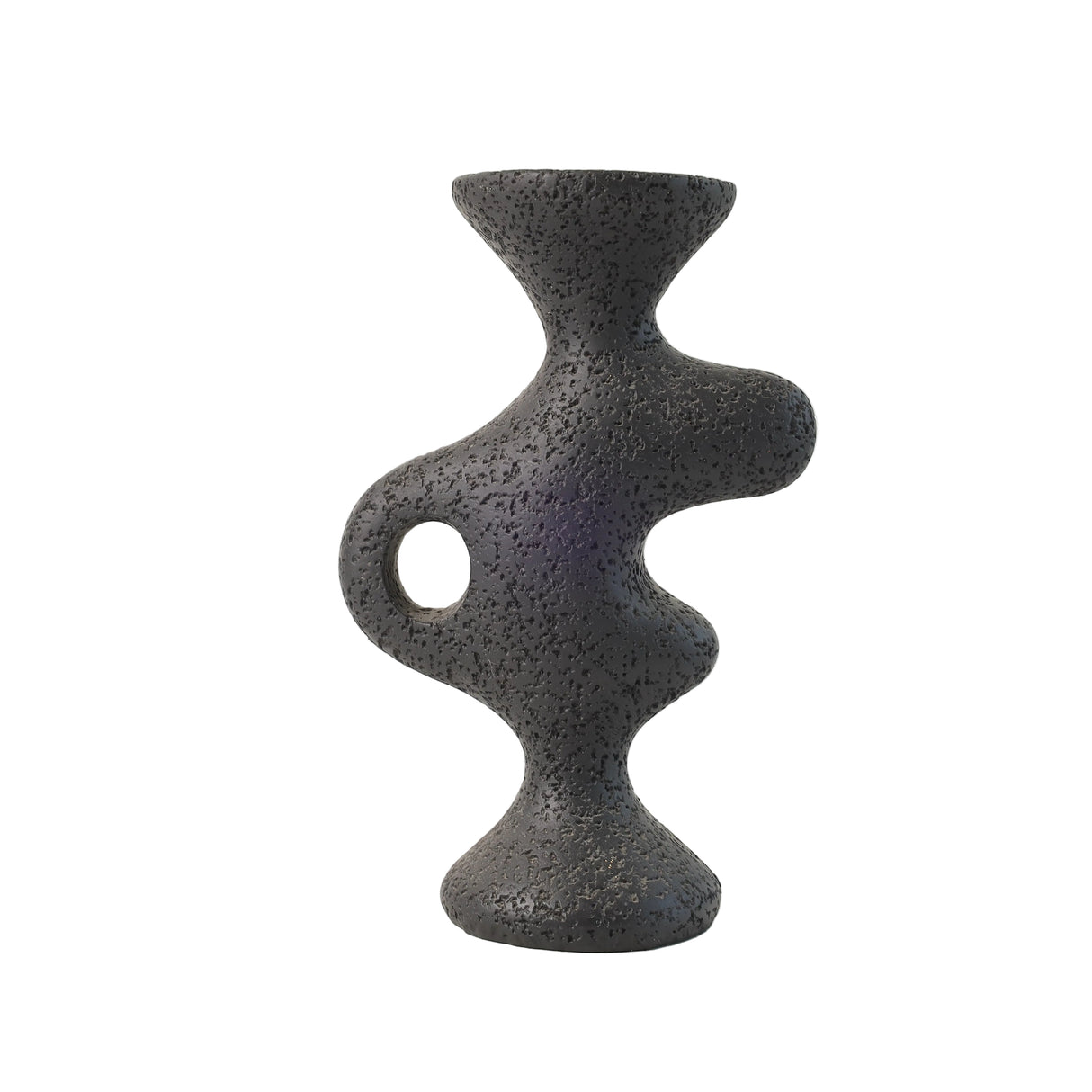 Decorative Candle Holder Textured Abstract Black at Zubaidas Homestore