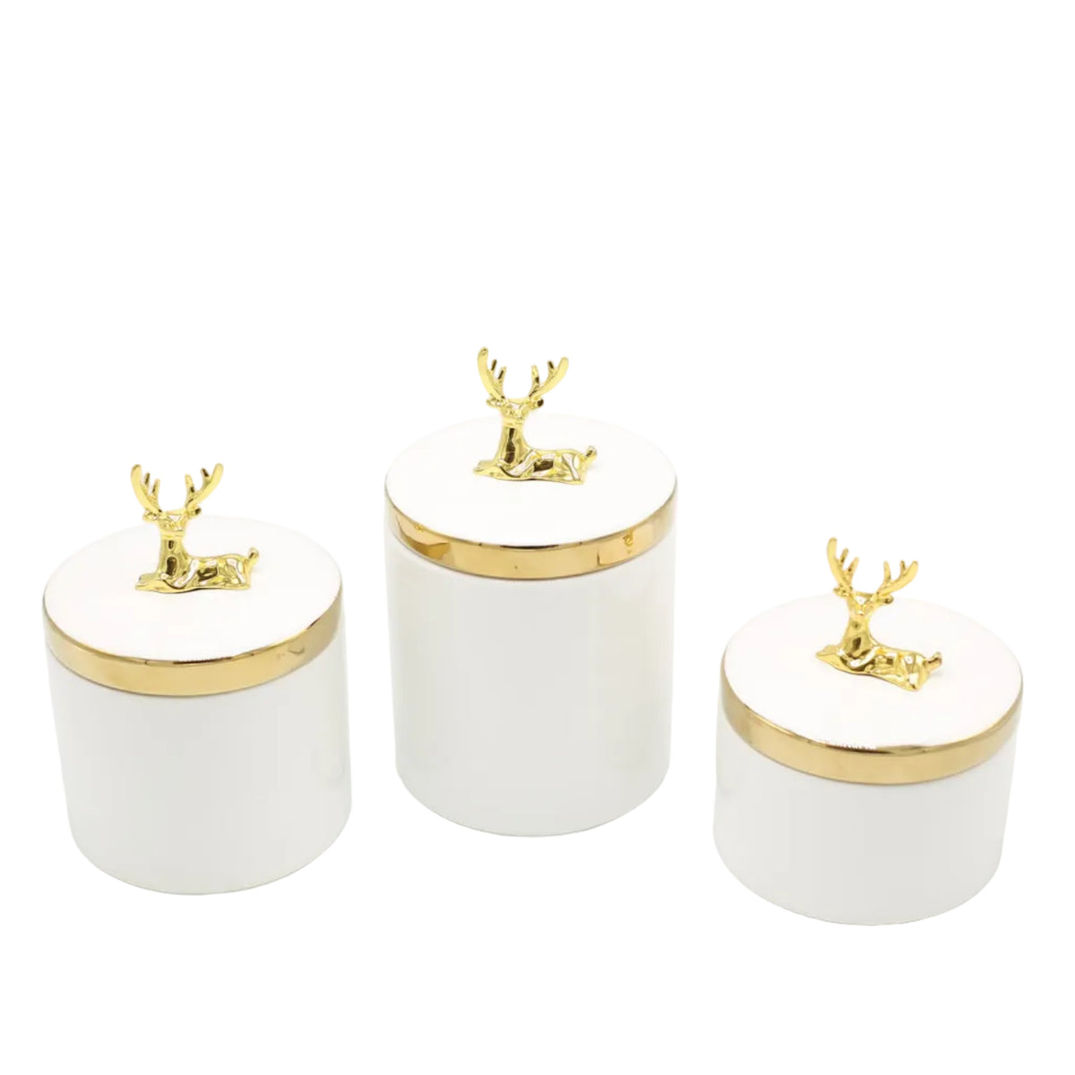 Decorative Ceramic Candy Jar 3 Pieces Set with Gold Accent at Zubaidas Homestore - House of The Biggest Collection of Decor in Pakistan