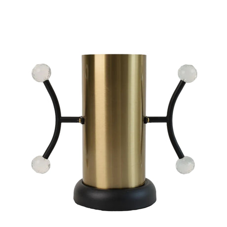 Decorative Cylindrical Golden and Black Metal Vase at Zubaidas Homestore Pakistan