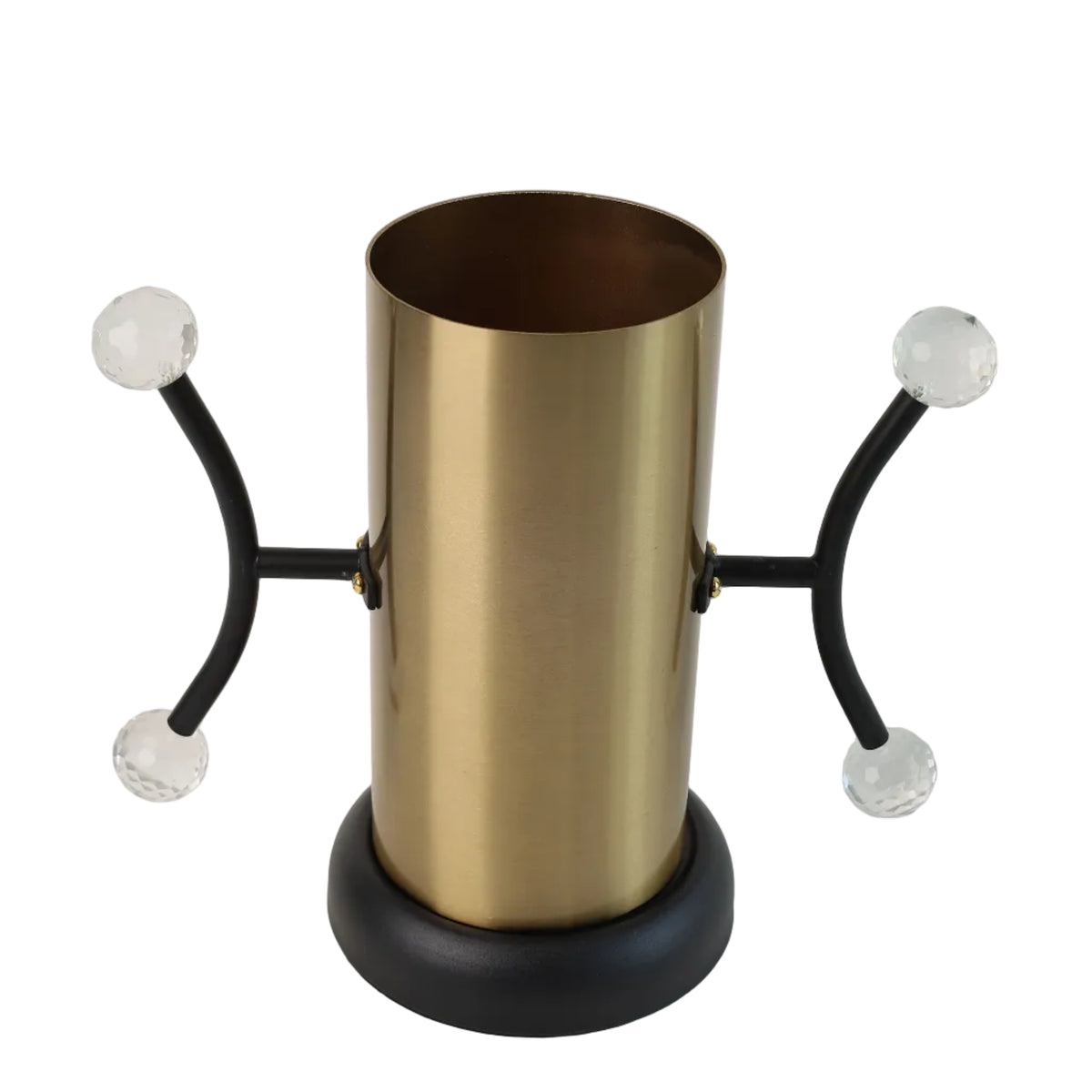 Decorative Cylindrical Golden and Black Metal Vase at Zubaidas Homestore - The Largest Collection of Decor In Pakistan