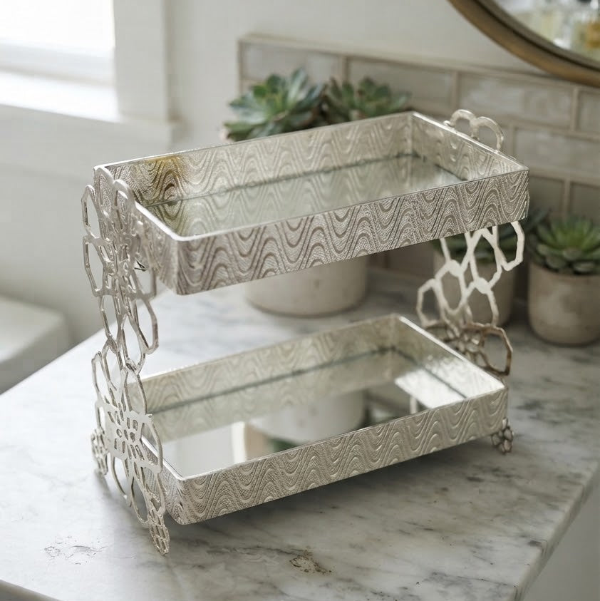Decorative Dessert Serving Stand Silver at Zubaidas Homestore