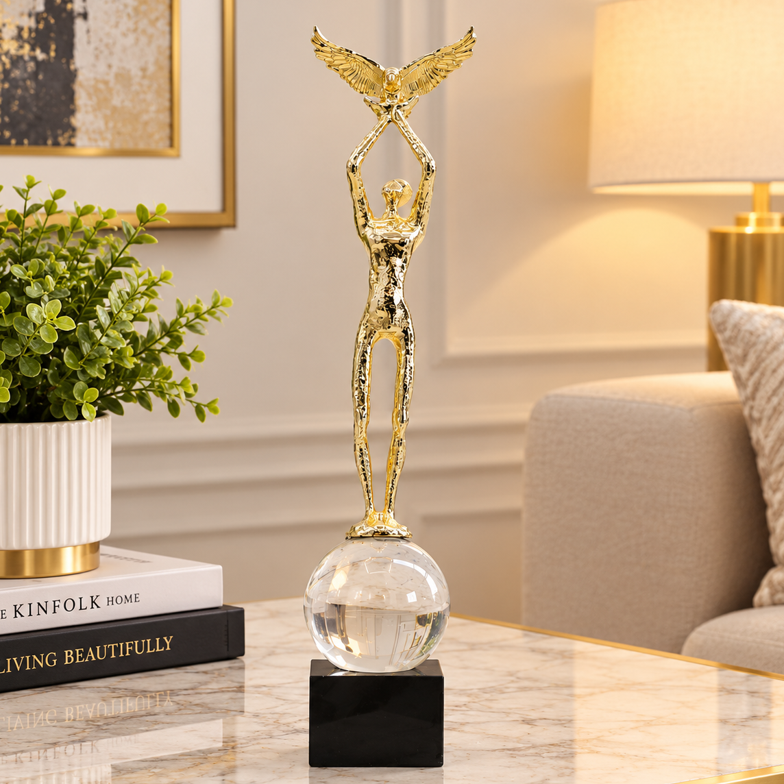 Decorative Female Figure with Bird Sculpture at Zubaidas Homestore