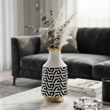 Decorative Geometric Ceramic Vase with Gold Accent at Zubaidas Homestore