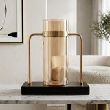 Decorative Glass Flower Vase with Metal Frame at Zubaidas Homestore