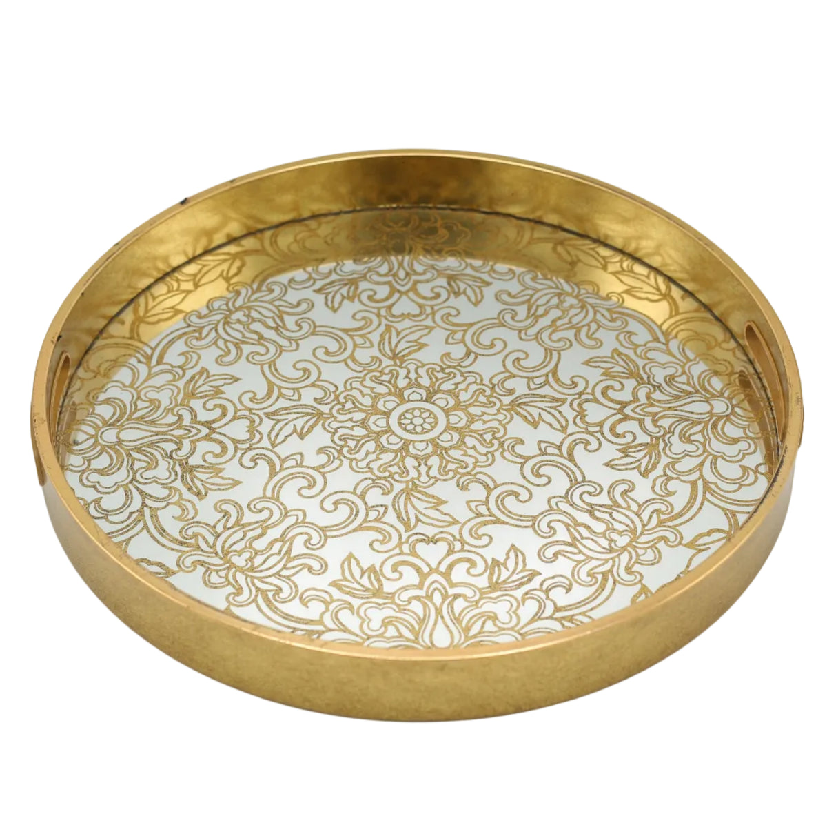 Decorative Glass Round Serving Tray 2 Pieces Set at Zubaidas Homestore Pakistan