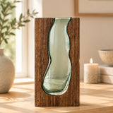 Decorative Glass Vase with Wooden Art at Zubaidas Homestore