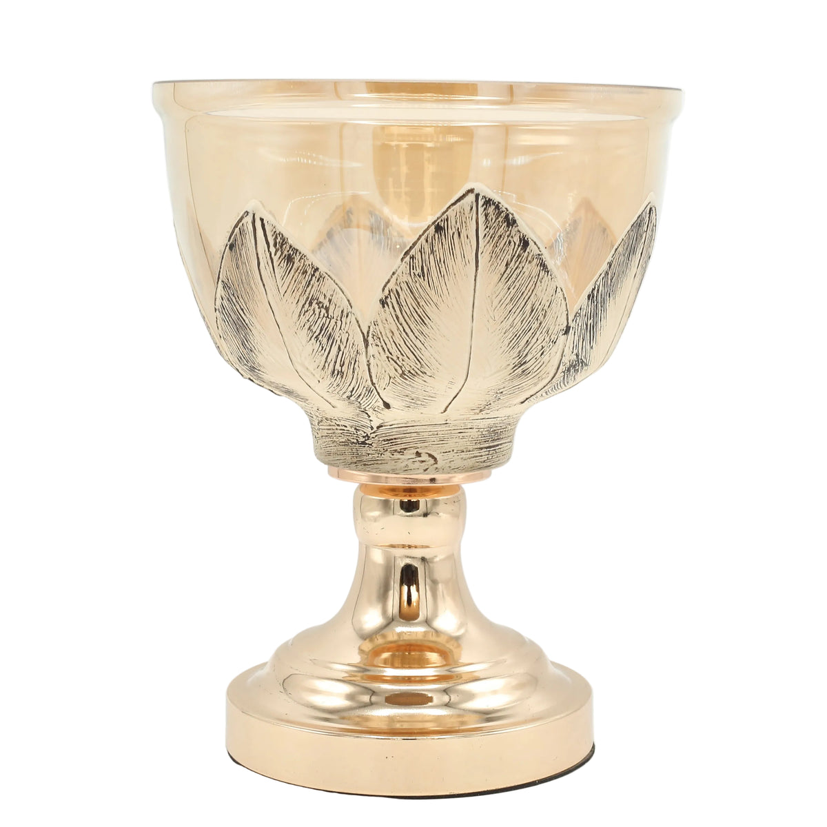 Royal Golden Pedestal Glass Decorative Bowl at Zubaidas Homestore - The Biggest Collection Of Decor in Pakistan
