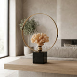 Decorative Ring Sculpture with Faux Coral and Black Base at Zubaidas Homestore