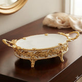 Decorative Serving Platter With Handle Golden at Zubaidas Homestore 